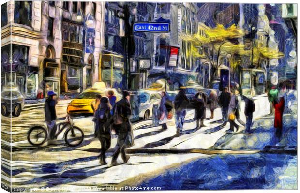 East 42nd Street Van Gogh Canvas Print by David Pyatt