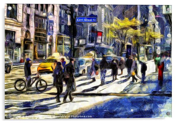 East 42nd Street Van Gogh Acrylic by David Pyatt