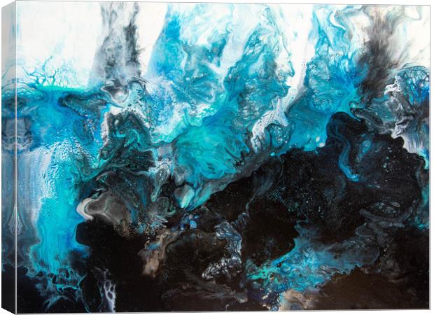Summer Waves Acrylic Pour Abstract   Canvas Print by Julie Chambers