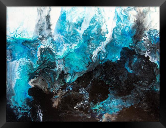 Summer Waves Acrylic Pour Abstract   Framed Print by Julie Chambers