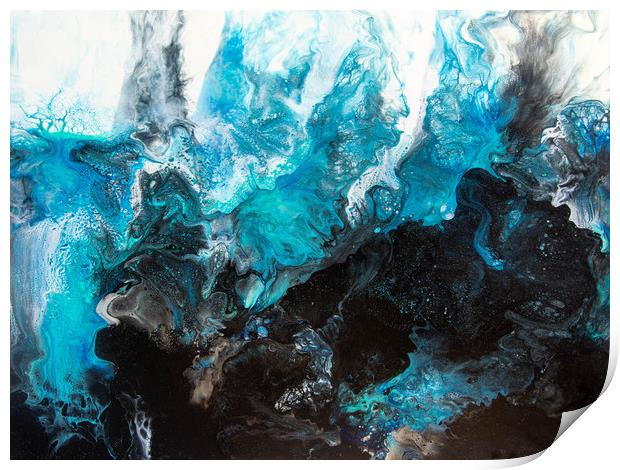 Summer Waves Acrylic Pour Abstract   Print by Julie Chambers