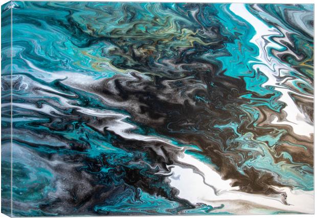 Deep Sea Acrylic Pour  Canvas Print by Julie Chambers