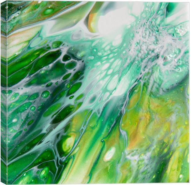 Splash of Green Acrylic Pour Canvas Print by Julie Chambers