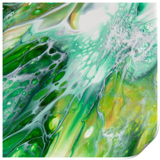 Splash of Green Acrylic Pour Print by Julie Chambers