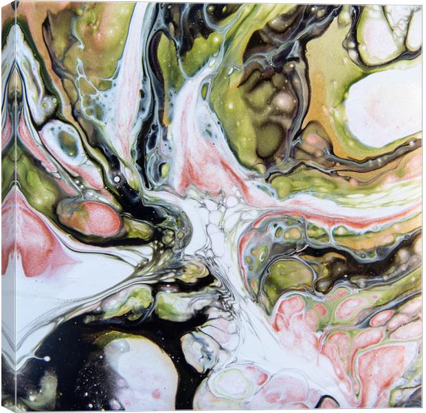 Pink Bubbles Acrylic Pour Canvas Print by Julie Chambers