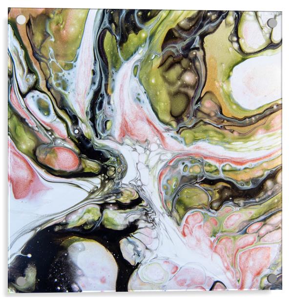 Pink Bubbles Acrylic Pour Acrylic by Julie Chambers