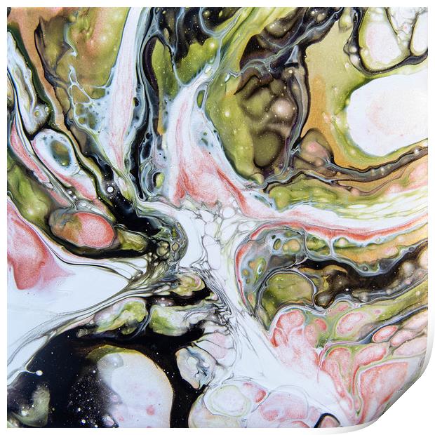 Pink Bubbles Acrylic Pour Print by Julie Chambers