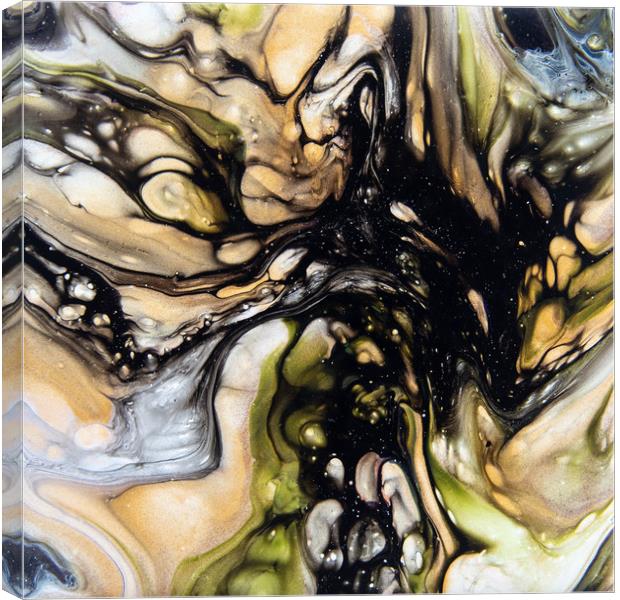 Black Lace Acrylic Pour Canvas Print by Julie Chambers