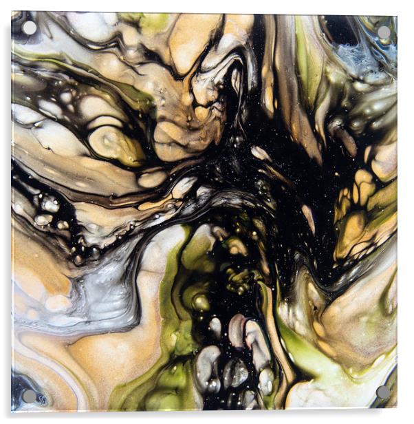 Black Lace Acrylic Pour Acrylic by Julie Chambers