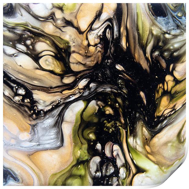 Black Lace Acrylic Pour Print by Julie Chambers
