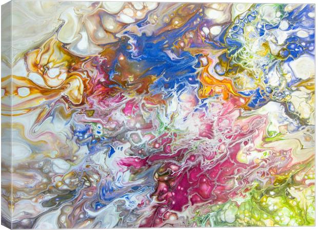 Colourful Mess Acrylic Pour Canvas Print by Julie Chambers