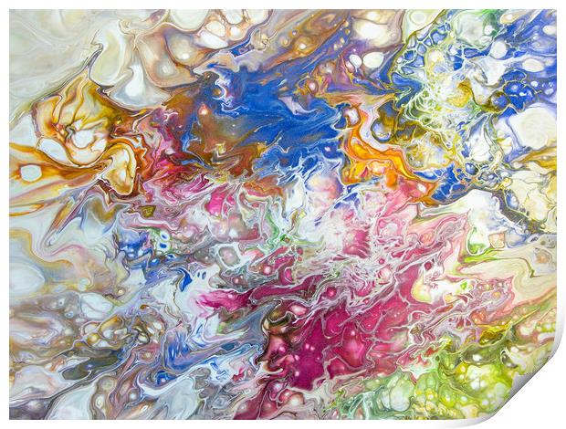 Colourful Mess Acrylic Pour Print by Julie Chambers