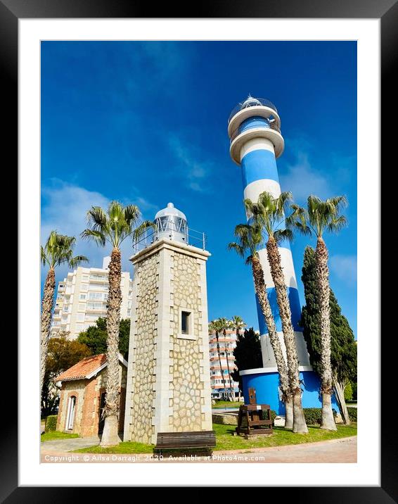 Torre Del Mar Lighthouse, Costa Del Sol Framed Mounted Print by Ailsa Darragh