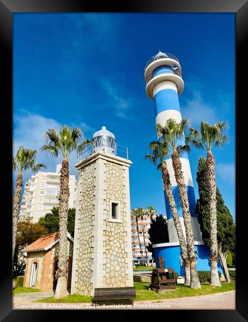 Torre Del Mar Lighthouse, Costa Del Sol Framed Print by Ailsa Darragh