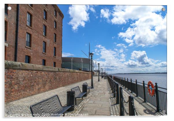 Waterfront view by the River Mersey in Liverpool. Acrylic by Clive Wells