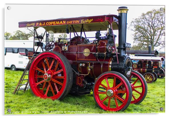 Lovely old traction engine seen at Weeting in Suff Acrylic by Clive Wells