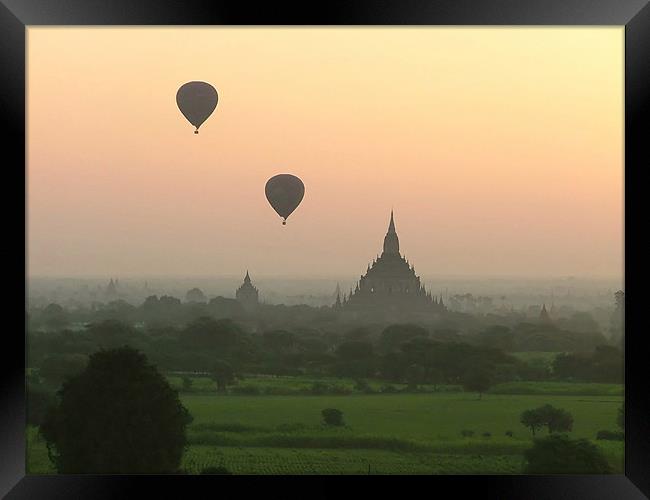 Balloons at Bagan Framed Print by Serena Bowles