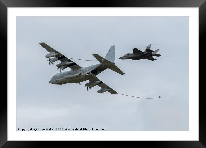 Lockheed C-130 with Lockheed Martin F-35 Lightning Framed Mounted Print by Clive Wells