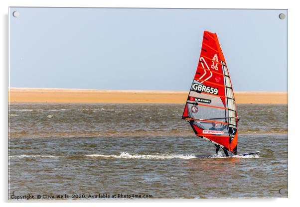 Wind surfing at Wells-Next-Sea in North Norfolk  Acrylic by Clive Wells