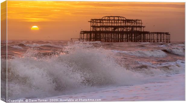 Brighton West Pier at Sunset Canvas Print by Dave Turner
