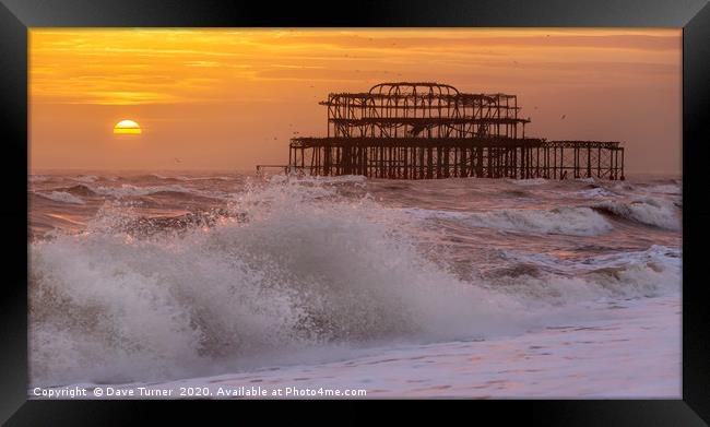 Brighton West Pier at Sunset Framed Print by Dave Turner