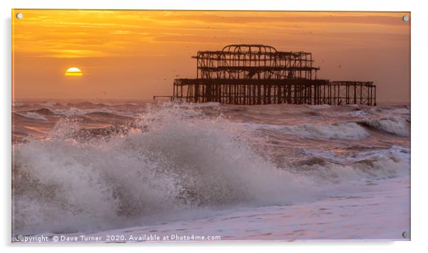Brighton West Pier at Sunset Acrylic by Dave Turner