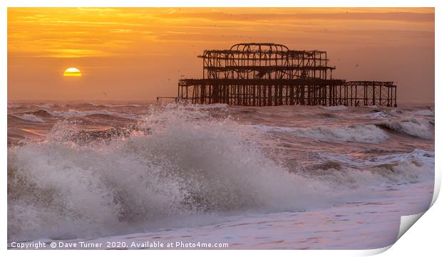 Brighton West Pier at Sunset Print by Dave Turner