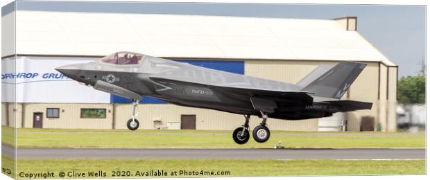 F-35 Lightning II landing at RAF Fairford Canvas Print by Clive Wells