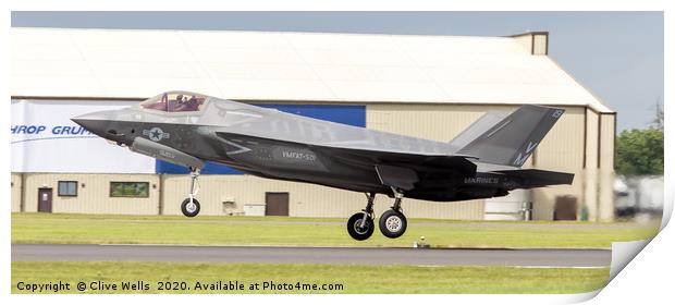 F-35 Lightning II landing at RAF Fairford Print by Clive Wells