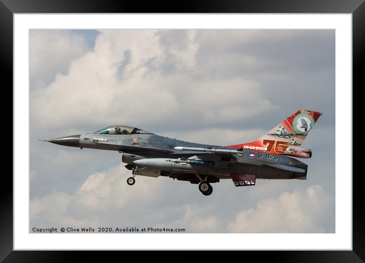 General Dynamics F-16-AM seen at RAF Fairford Framed Mounted Print by Clive Wells