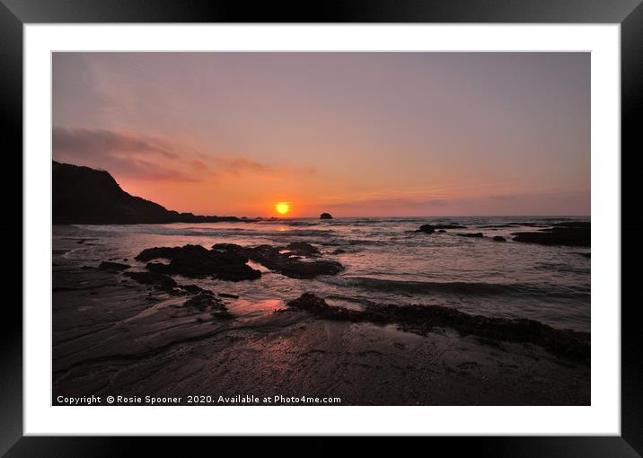 Sunrise at Millendreath Beach in Looe Cornwall Framed Mounted Print by Rosie Spooner
