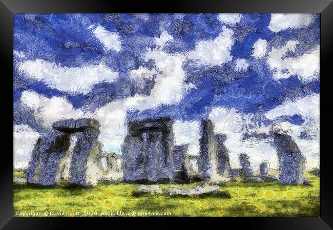 Stonehenge Starry Night Framed Print by David Pyatt