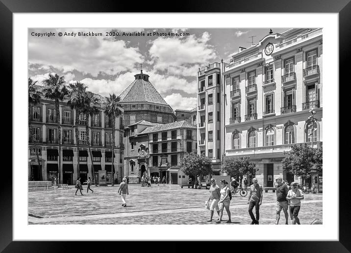 Plaza de la Constitucion, Andalucia, Malaga, Spain Framed Mounted Print by Andy Blackburn