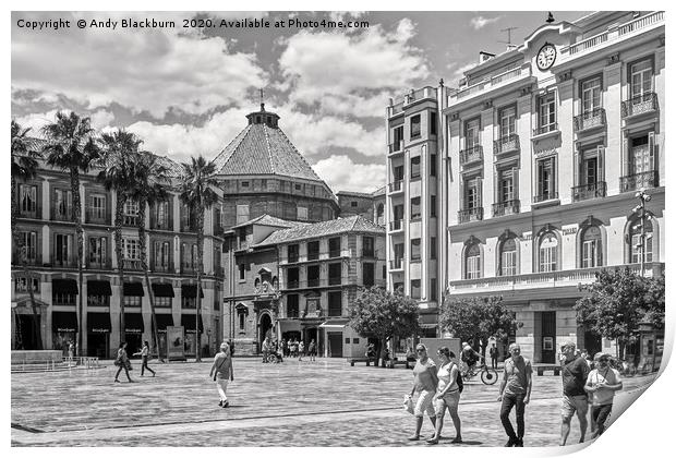 Plaza de la Constitucion, Andalucia, Malaga, Spain Print by Andy Blackburn