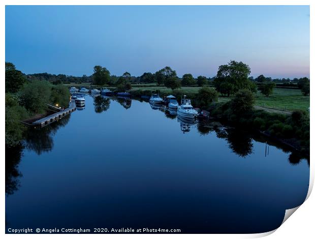 Blue Hour at the River Print by Angela Cottingham