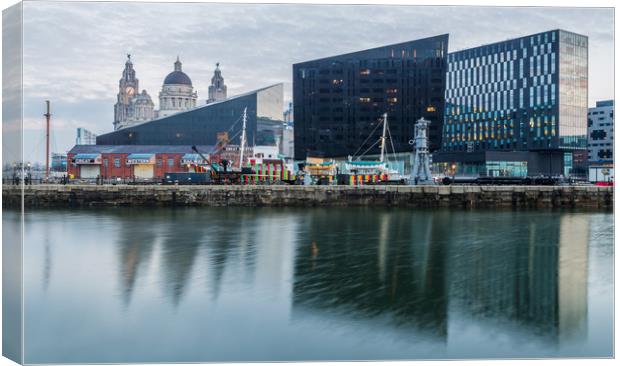 Reflections of the Liverpool skyline in Canning Do Canvas Print by Jason Wells