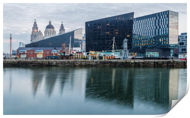 Reflections of the Liverpool skyline in Canning Do Print by Jason Wells