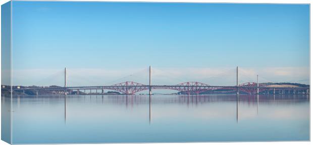 Bridges over Firth of Forth Canvas Print by Dave Collins