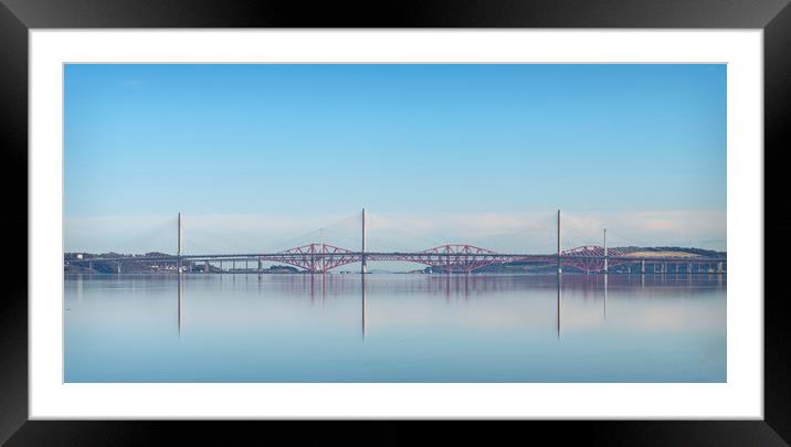 Bridges over Firth of Forth Framed Mounted Print by Dave Collins