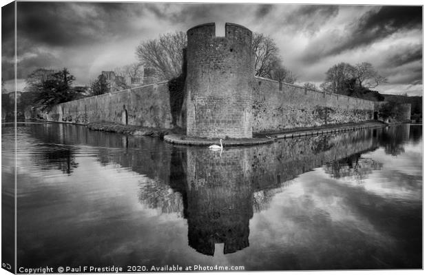 The Bisop's Palace Walls and Moat at Wells Canvas Print by Paul F Prestidge