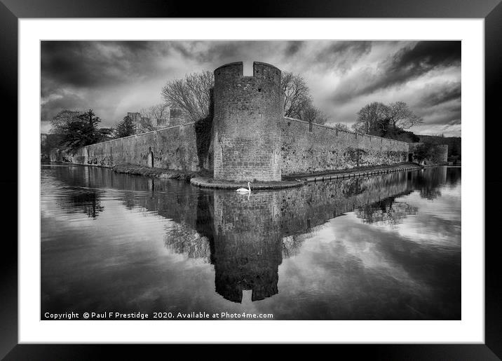 The Bisop's Palace Walls and Moat at Wells Framed Mounted Print by Paul F Prestidge