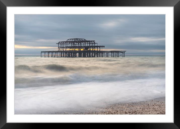 Brighton West Pier Ruins Framed Mounted Print by Dave Collins