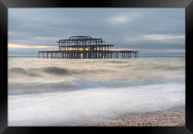Brighton West Pier Ruins Framed Print by Dave Collins