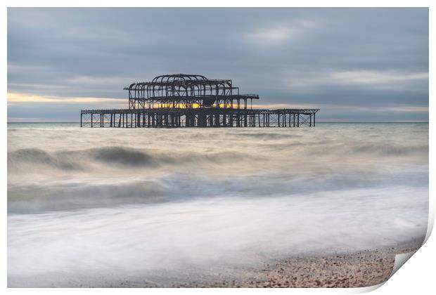Brighton West Pier Ruins Print by Dave Collins