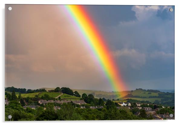 Rainbow over New Mills, Derbyshire Acrylic by John Finney
