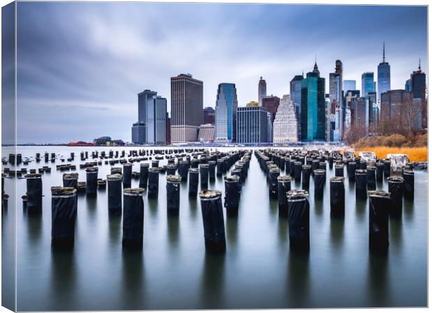 Lower Manhattan In New York City  Canvas Print by Andrew George