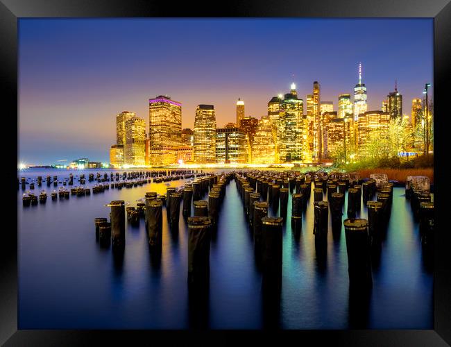 The Lower Manhattan City Skyline New York Framed Print by Andrew George