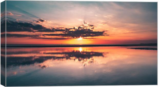 Sunset from Crosby Beach in Liverpool  Canvas Print by Andrew George
