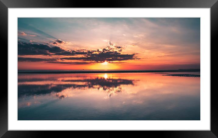Sunset from Crosby Beach in Liverpool  Framed Mounted Print by Andrew George