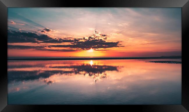 Sunset from Crosby Beach in Liverpool  Framed Print by Andrew George